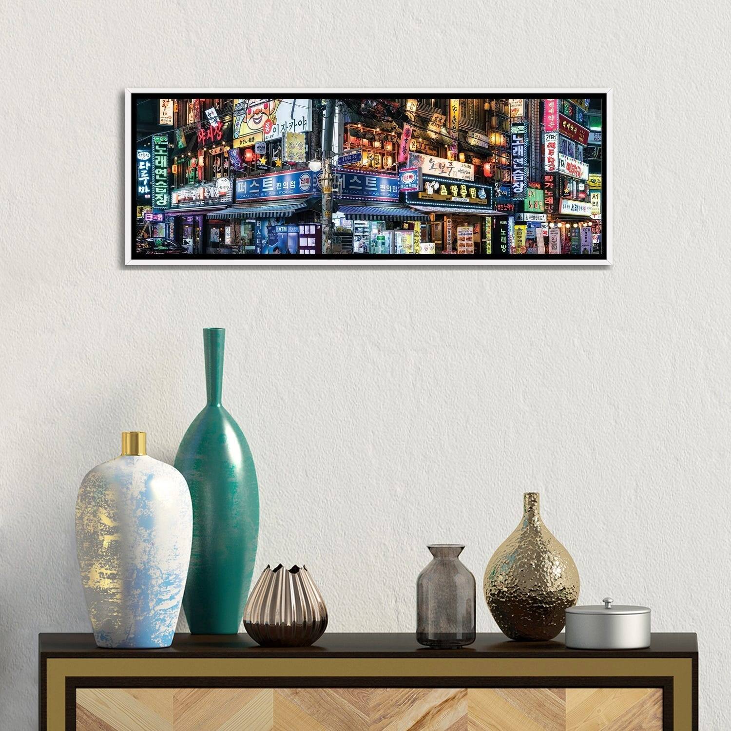 iCanvas "Colorful Neon Billboards At The Songpa Nighlife District